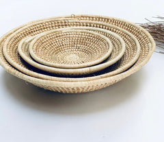 A set of 4 African Wall Baskets /Assorted Woven Wall Baskets / African Wall Decor /Boho Wall Baskets - Free Express Shipping