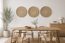 Load image into Gallery viewer, Set of 3 Handwoven Tonga Wall Decor | Natural Straw Decor | Minimalist | Farmhouse | Scandinavian Decor| (33-35cm)
