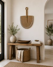 Lade das Bild in den Galerie-Viewer, Hand Woven African Decor Fan With Cowrie Shells | Primitive Decor | Statement Piece | Rustic| Boho | Farm House | Antique Wall Hanging
