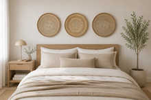 Load image into Gallery viewer, Set of 3 Handwoven Tonga Wall Decor | Natural Straw Decor | Minimalist | Farmhouse | Scandinavian Decor| (33-35cm)
