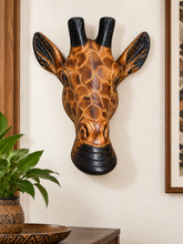 Charger l'image dans la galerie, Hand Carved Giraffe Head Wall Decor, African Wood Plaque, Rustic Boho Home Decor, Tribal Wall Art, Entryway Door Decor, Gift
