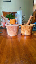 Load image into Gallery viewer, Handmade Olive Wood Mortar and Pestle | Rustic Herb and Spice Grinder
