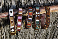 Handgefertigte Hundehalsbänder / Gürtel / Leine / passendes Armband in sanften Farben