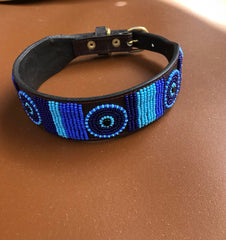 Blaue handgefertigte Hundehalsbänder / Gürtel / Leine / passendes Armband