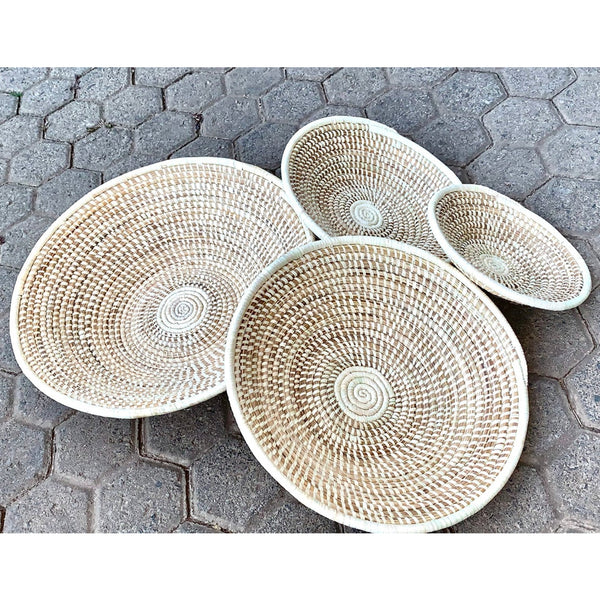 A set of 4 African Wall Baskets /Assorted Woven Wall Baskets / African Wall Decor /Boho Wall Baskets - Free Express Shipping