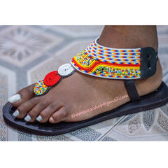 Handmade Leather Beaded Sandals / Greek Sandals / African Shoes