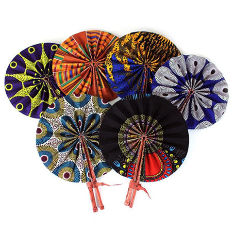 African Print Fans - Set of 5