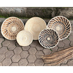 A set of 5 Boho Wall Baskets / African Wall Baskets / Woven Wall Decor/ African Wall Decor /Wall Baskets - Free Express Shipping