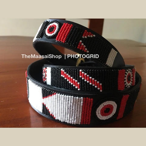 Black and Red Handmade Dog Collar