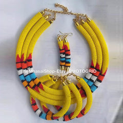 A Set of Necklace Bracelets and Earrings